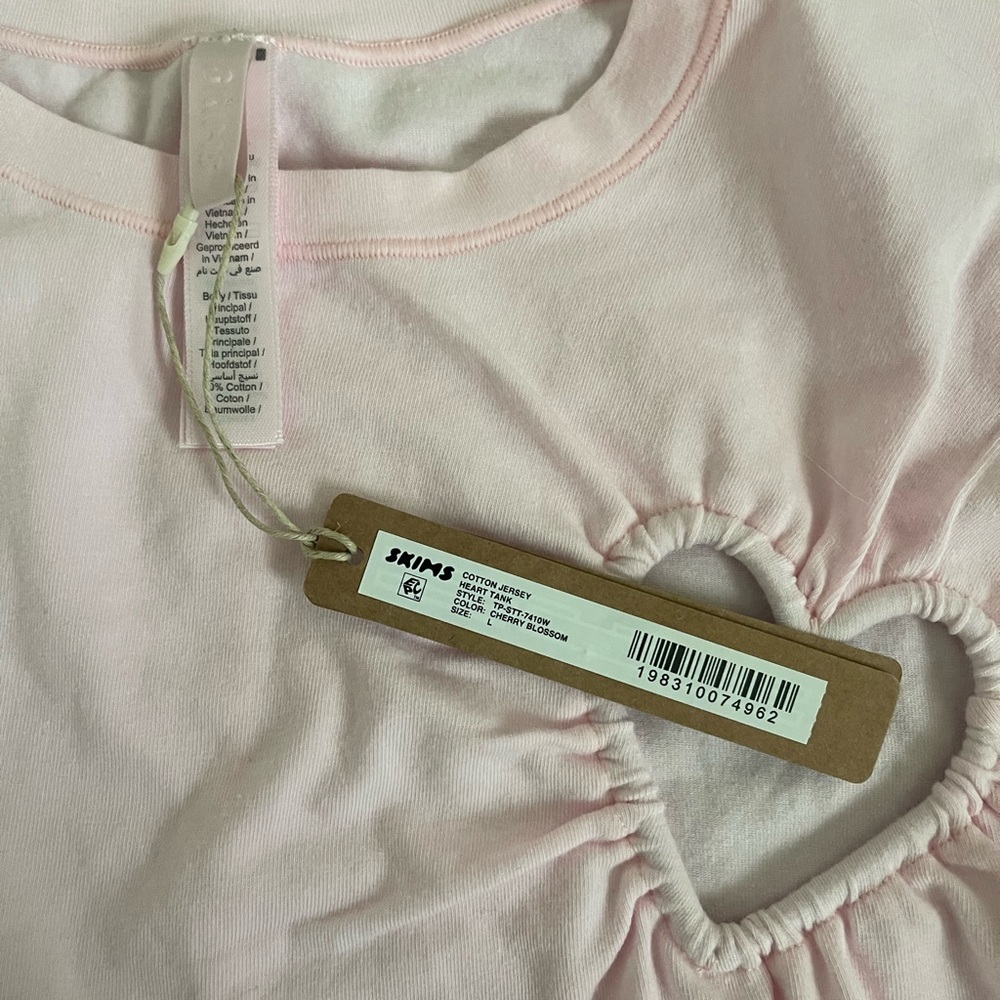 NWT SKIMS Cotton Jersey Heart Tank in CHERRY BLOSSOM sz L - RARE - Picture 4 of 7
